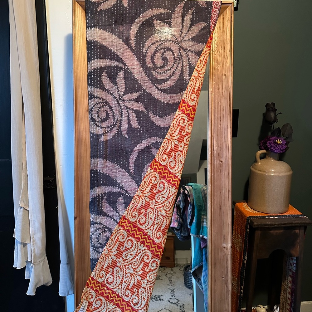 Printed Orange & Cream Decorative Scarf Wrap